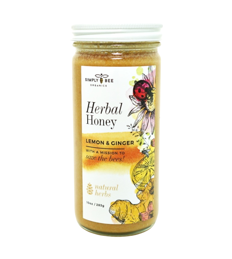 Lemon & Ginger Herbal Honey | Pure Organic Raw Honey | Supports Well-Beeing | Organic Herbs |Non-GMO |0% Additives | Kid Approved