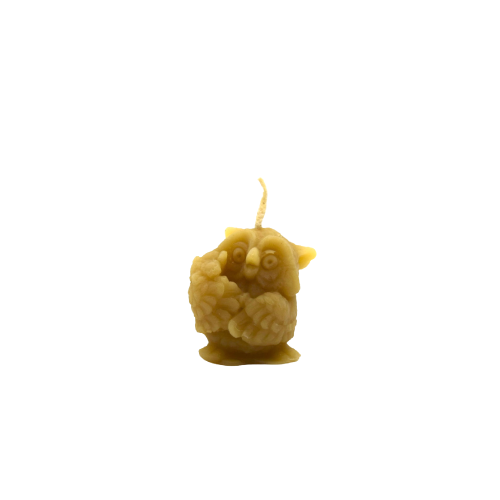 Small Owl Beeswax Candle