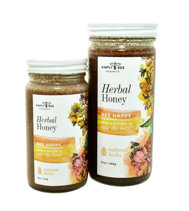 Bee Happy Herbal Honey | Pure Organic Raw Honey | Supports Well-Beeing | Organic Herbs |Non-GMO |0% Additives | Kid Approved